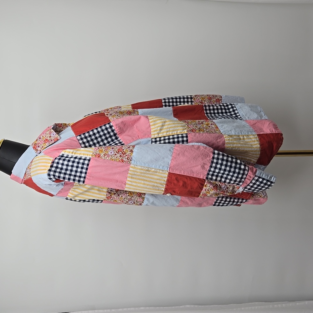 Lands' End Womens Poplin Boyfriend Button Front Patchwork Plus Size Curvy 1X - Picture 8 of 13